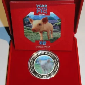 Heißes Angebot Australien 1 Oz Silber Lunar Schwein 2007 Hologramm im Etui