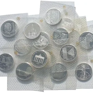 Original BRD: 10 DM Silber Gedenkmünzen 1987 - 1997 Spiegelglanz Noppenfolie