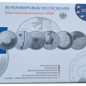 6 x 10 Euro Silber Gedenkmünzenset Deutschland 2004 Spiegelglanz im Folder Heißes Angebot