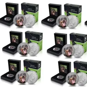 Niue 10 x 1 Oz Silber German Rottweiler / Deutscher Rottweiler 2015 im Etui Mega-Angebot