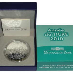 Jetzt Kaufen Frankreich 5 Euro Silbermünze Tiger 2010 BU im Etui