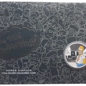 Handgefertigt Tuvalu 1/2 Oz Silber Homer Simpson 2020 im Blister