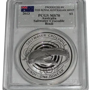 SONDERANGEBOT ! Australien 1 Oz Silber Salzwasser - Krokodil Bindi 2013 PCGS MS - 70 Neue Ware