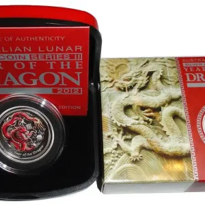Australien 1/2 Oz Silber Lunar Drache II 2012 Farbe im Etui Neuheit