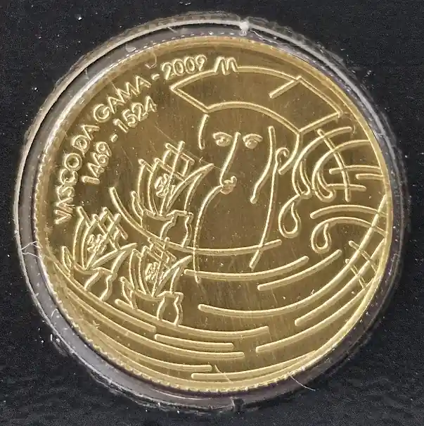 Portugal 1/4 Euro Goldmünze Vasco da Gama 2009 FDC im Blister Top-Preis