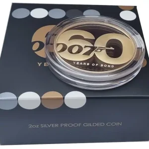 Limited Edition Tuvalu 2 Oz Silber James Bond 007 teilvergoldet 2022 Polierte Platte