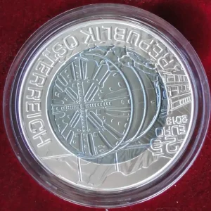 Nur Heute Österreich 25 Euro Silber Niob Münze Tunnelbau 2013 Handgehoben