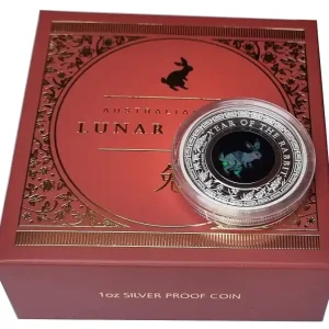Australien 1 Oz Silber Opal Lunar Hase Polierte Platte 2023 Angebot