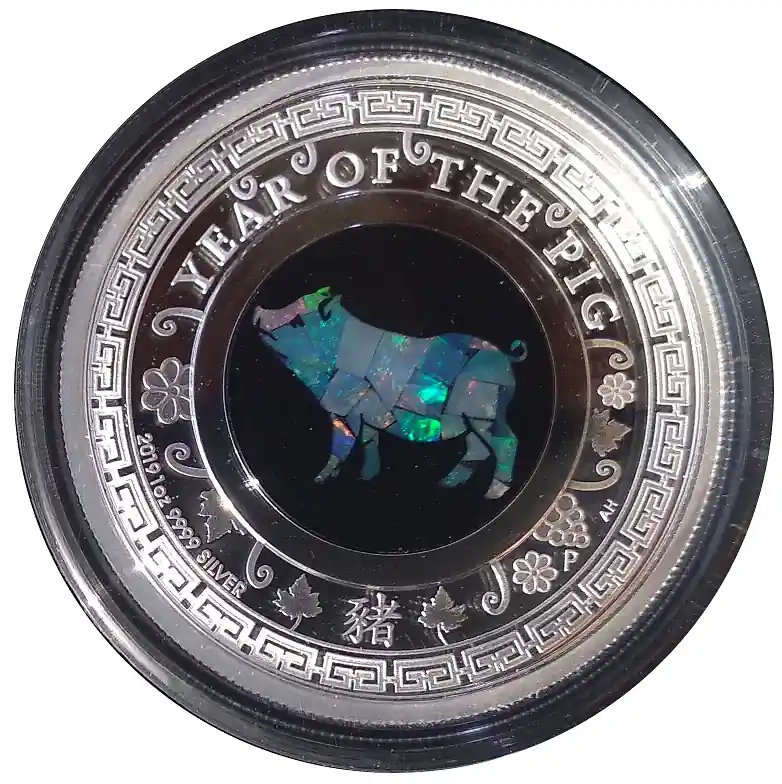 Australien 1 Oz Silber Opal Lunar Schwein Polierte Platte 2019 Gratis Versand