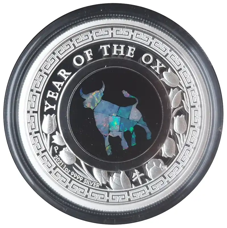 Australien 1 Oz Silber Opal Lunar Ochse Polierte Platte 2021 Bestpreis