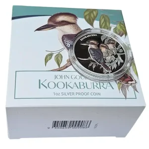 Saisonangebot Niue 1 Oz Silber Kookaburra Farbe Polierte Platte - Privy Mark John Gould's 2025 im Etui
