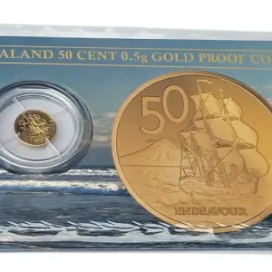 Neuseeland 0,5 Gramm Goldmünze HMS Endeavour 2021 PP im Blister nur 3.000 Stück! Exklusiv