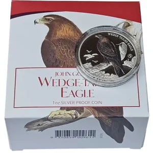 Niue 1 Oz Silber Wedge-Tailed Eagle Farbe Polierte Platte - Privy Mark John Gould's 2025 im Etui Jetzt Bestellen