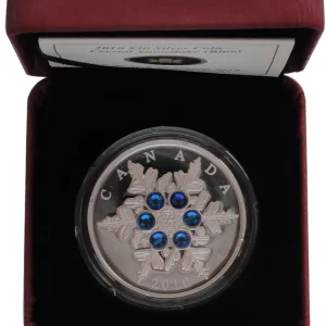 Kanada 20 Dollars 1 Oz Silber Crystal Snowflake (Schneeflocke) Blau 2010 PP im Etui Preis Gesenkt