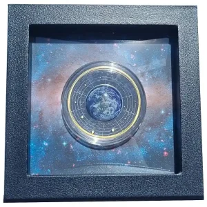 Kamerun 500 Francs Silbermünze Erde mit Ruthenium veredelt 2021 im Schweberahmen - nur 555 Stück! Begrenztes Angebot