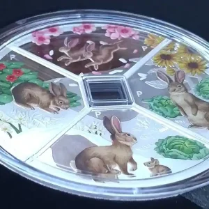 Wochenendangebot Tuvalu 4 x 1 Oz Silber Lunar Hase Quadrant 2023 Polierte Platte