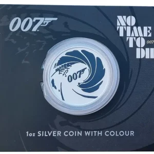 Geprüft Tuvalu 1 Oz Silber James Bond 007 schwarz (Black) - Stempelglanz 2022 im Blister