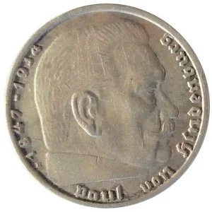 Deutsches Reich 2 Reichsmark Silber Paul von Hindenburg mit Hakenkreuz Garantierte Lieferung