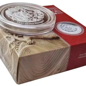 Sofort Bestellen Australien 5 Oz Silber Lunar Drache II 2012 Polierte Platte im Etui