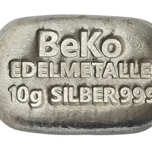 BeKo Edelmetalle 10 Gramm Silberbarren 999 Feinsilber (gegossen) Sammlerbarren Kracherpreis