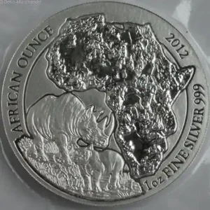 Ruanda 1 Oz Silber Nashorn 2012 BU in Original Folie verschweist Preiswert