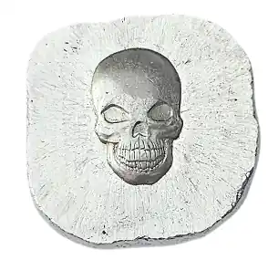 Original BeKo Edelmetalle 10 Gramm Silberbarren - quadratisch 999 Feinsilber Totenkopf Schädel High Relief