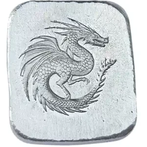 BeKo Edelmetalle 1 Oz Silberbarren 999 Feinsilber Drache High Relief Handgefertigt