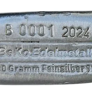 BeKo Edelmetalle 100 Gramm Silberbarren 999 Feinsilber (gegossen) 2024 Seriennummer B 0001 Angebot