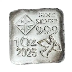 BeKo Edelmetalle 1 Oz Silberbarren 999 Feinsilber (gegossen) 2025 Motiv Friedenstaube Preiswert