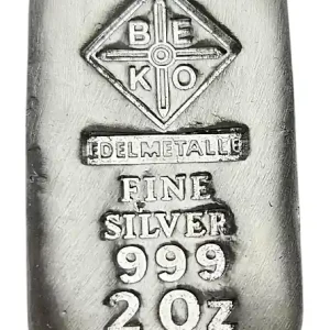 Billig BeKo Edelmetalle 2 Oz Silberbarren 999 Feinsilber (gegossen) Gussbarren