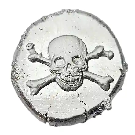 Wochenendangebot BeKo Edelmetalle 10 Gramm Silberbarren - Rundbarren 999 Feinsilber Totenkopf High Relief