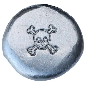 Super-Preis BeKo Edelmetalle 20 Gramm Silberbarren - Rundbarren 999 Feinsilber (gegossen) Motiv Totenkopf