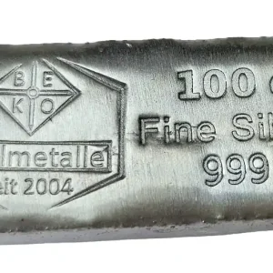 BeKo Edelmetalle 100 Gramm Silberbarren 999 Feinsilber (gegossen) Sammlerbarren Großhandel