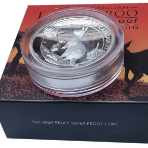 Neu Im Sortiment Australien 5 Oz Silber Känguru 2020 High Relief PP im Etui