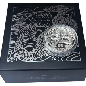 Zertifiziert Australien 1 Oz Silber Lunar Drache III 2024 PP High Relief im Etui