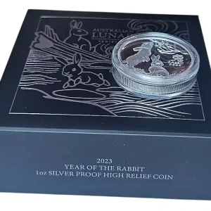Versand Am Gleichen Tag Australien 1 Oz Silber Lunar Hase III 2023 PP High Relief im Etui