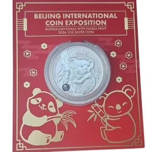 Nur Für Kurze Zeit Australien 1 Oz Silber Koala 2024 Privy Mark Panda - Beijing Coin Show Special im Blister