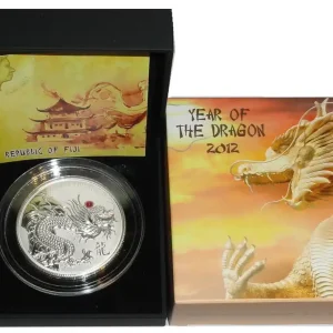Geld-Zurück-Garantie Fiji 20 Dollars 2 Oz Silbermünze roter Drache ( Red Dragon ) 2012 Polierte Platte