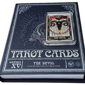 Nur Für Kurze Zeit Niue 1 Oz Silber Tarotkarte Der Teufel Farbe 2024 Polierte Platte im Etui