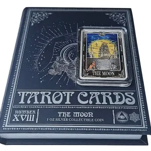 Begrenztes Angebot Niue 1 Oz Silber Tarotkarte Der Mond (The Moon) Farbe 2024 Polierte Platte im Etui