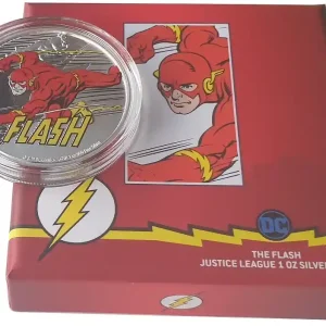 Wochenendangebot 1 Oz Silber Flash Justice League - Niue 2020 Polierte Platte im Etui