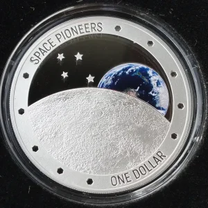 1 Oz Silber Space Pioneers - Weltraumpioniere Mondlandung 2019 PP Neuseeland Limited Edition