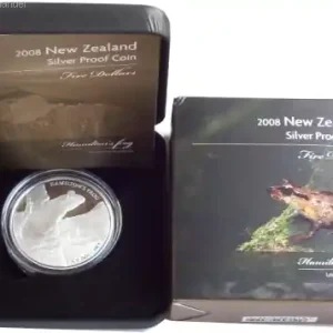 B-Ware: Neuseeland 1 Oz Silber Hamilton Frog 2008 Polierte Platte im Etui Preis Gesenkt