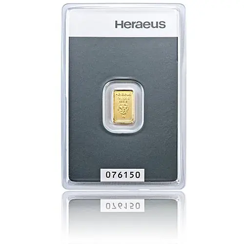 Abverkauf 1 gramm Heraeus - Goldbarren 999,9/1000