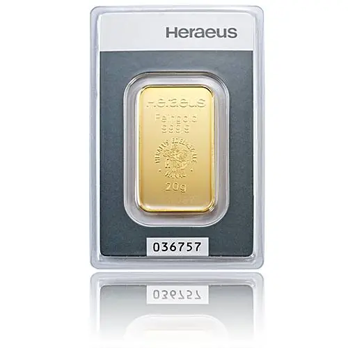 Beliebt 20 gramm Heraeus - Goldbarren 999,9/1000