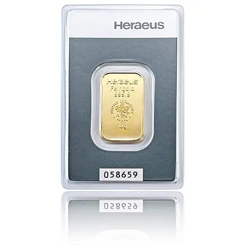 10 gramm Heraeus - Goldbarren 999,9/1000 Preiswert