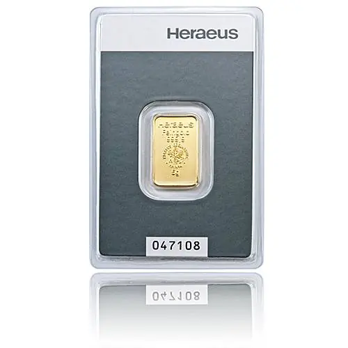 Neu Im Sortiment 5 gramm Heraeus - Goldbarren 999,9/1000