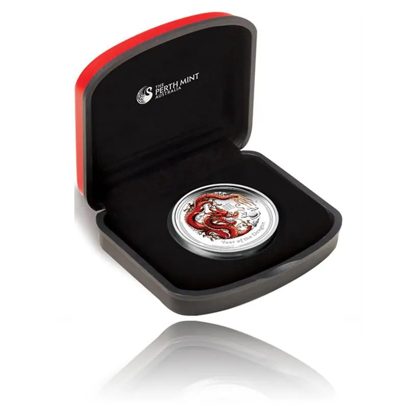 Austr. Lunar Drache 1 oz Silber Polierte Platte coloriert 2012 Sonderangebot