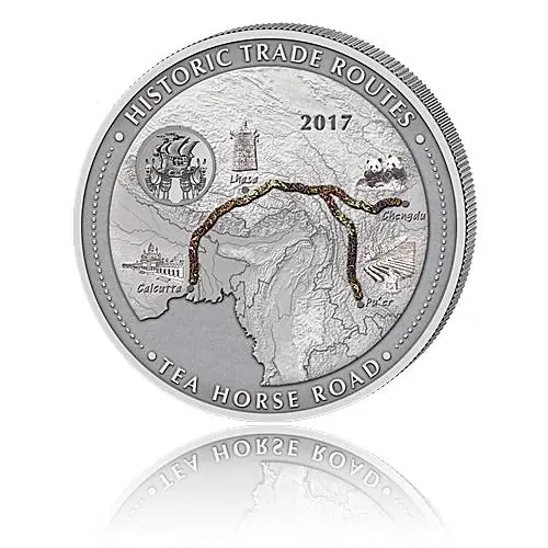 Zertifiziert 5oz Silber - Historische Handelsrouten - Teeroute 2017