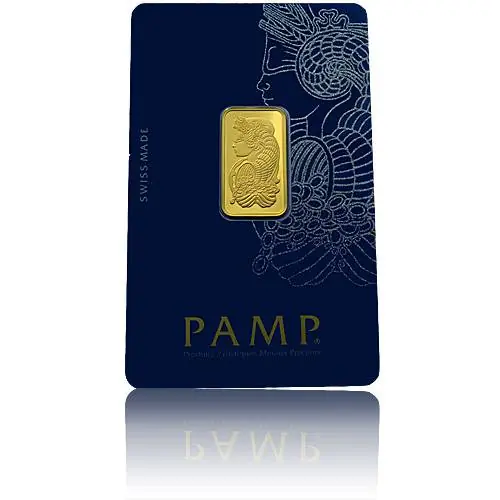 Zertifiziert 2,5 gramm Goldbarren Pamp "Fortuna" 999,9/1000